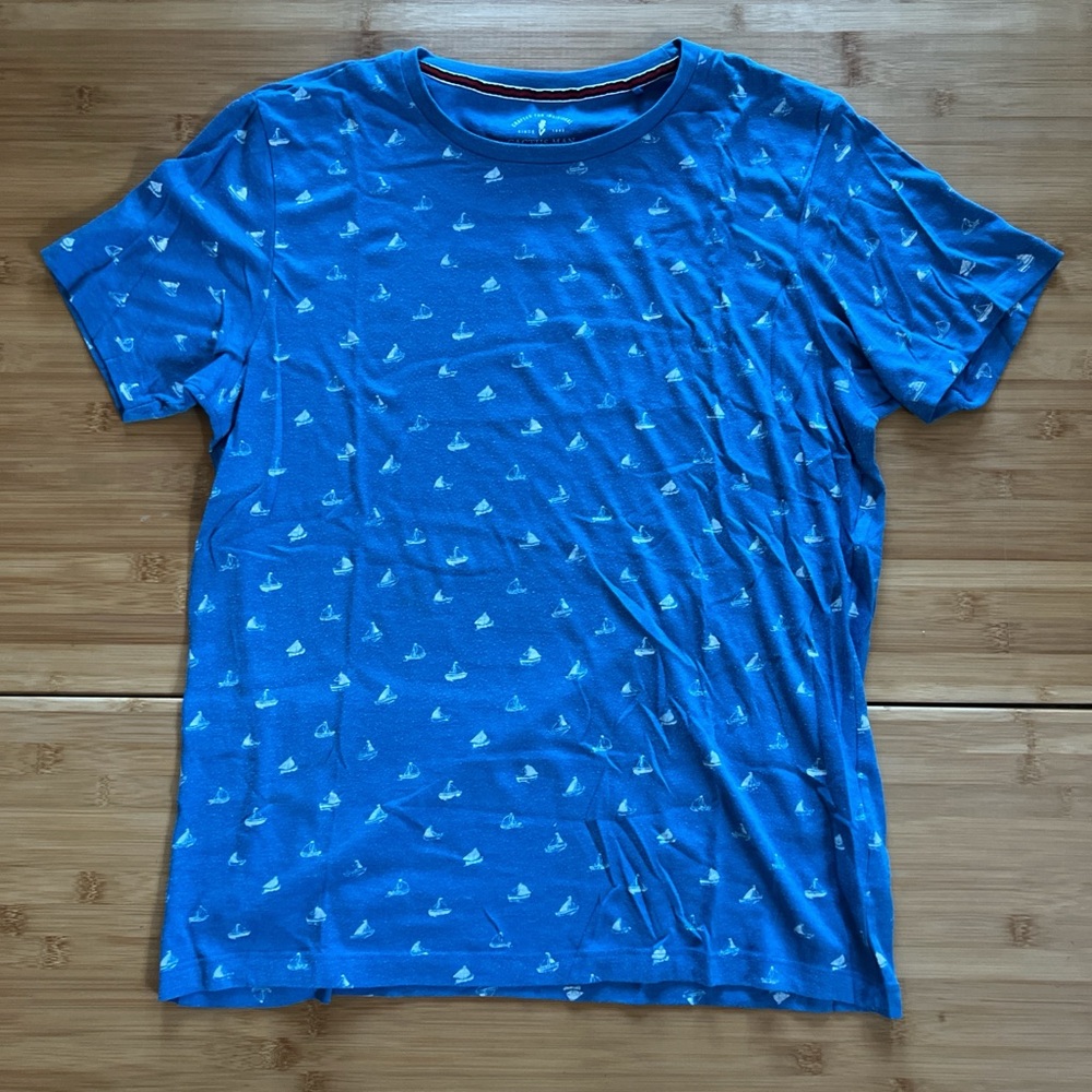 Cactus Blue Short-Sleeve Crewneck T-Shirt with Sailboat Print